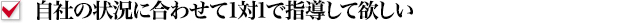 自社の状況に合わせて1対1で指導して欲しい!